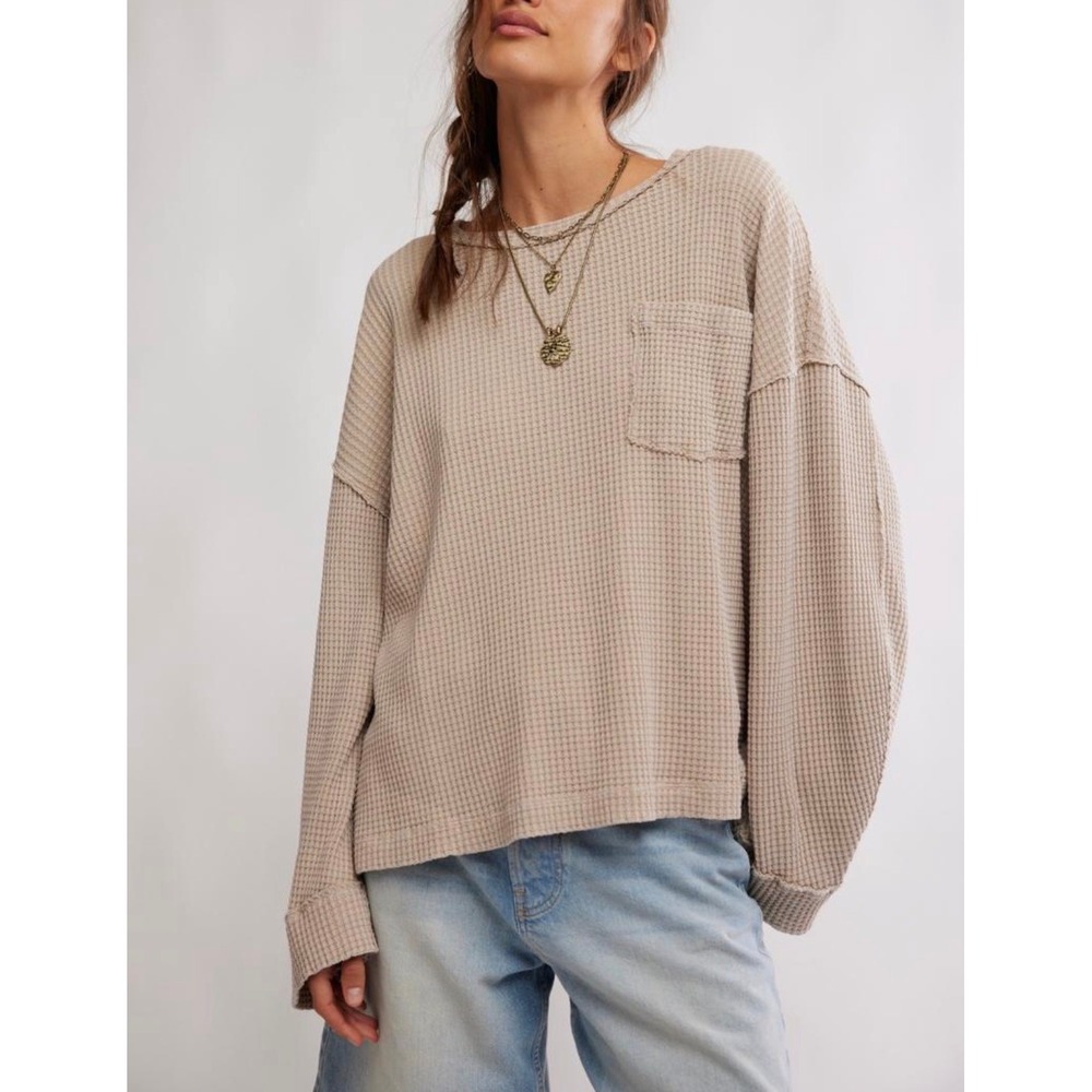 Free People We The Free Dawson Waffle Pocket Thermal Size XS Oversized Boho